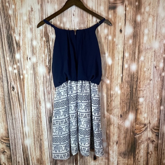 Peppermint Kids Navy Elephant Pattern Dress Sz 10/11 Years - Picture 5 of 5